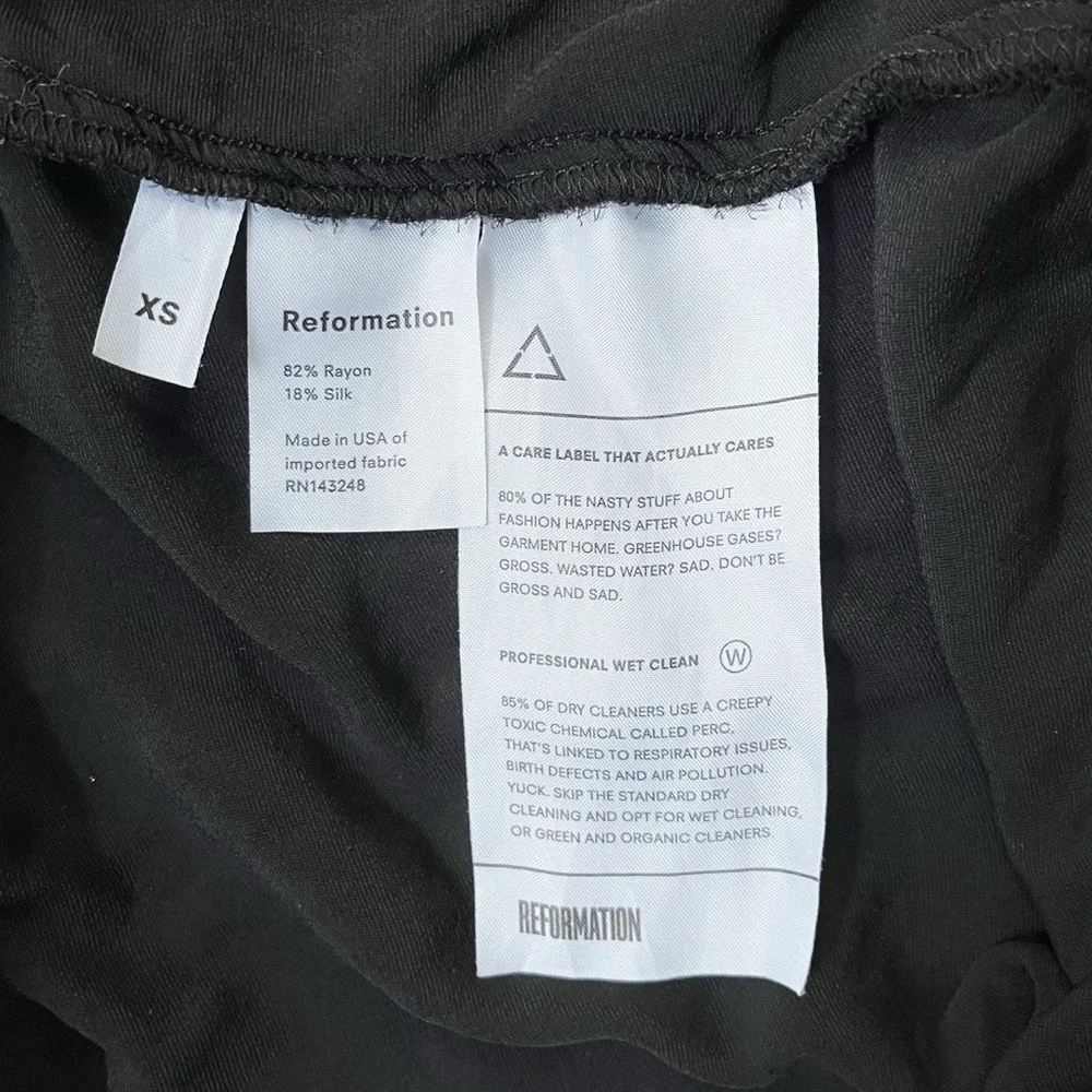 Reformation Silk Blend Black Velvet Wrap Top, size XS - Picture 9 of 9